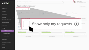 Application manager page in Xello. The Show only my requests button is highlighted.
